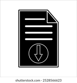 Symbol für Dateidownload. Informationen, Textdokumente, Uploads, Ordner, pdf-Dateien, persönliche, Bücher, Notizen. Datensatzkonzept. Paralleles Vektorsymbol, schwarz-bunter Stil auf schwarz-weißem Hintergrund