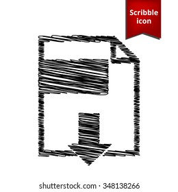 File download icon with pen effect. Scribble icon for you design.