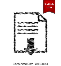 File download icon with pen effect. Scribble icon for you design.