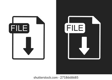 icono de Descarga de archivo. Escriba el documento, la información de formato del Web de símbolos y el símbolo de formato de archivo.