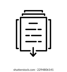 file download or linear document upload. simple lineart style trend modern logotype graphic art web ui design isolated on white background. concept of send or receive info files and office server