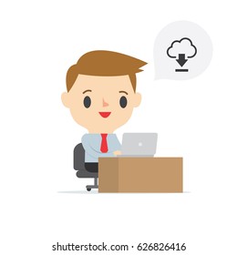 file download marketing man on white background