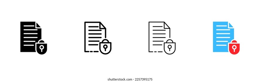 File download set icon. Information, dox, text document, upload, folder, pdf file, private, book, note. Data set concept. Vector icon in line, black and colorful style on white background