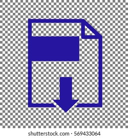 File download sign. Blue icon on transparent background.