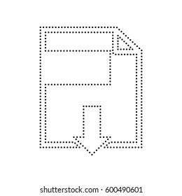 File download sign. Vector. Black dotted icon on white background. Isolated.