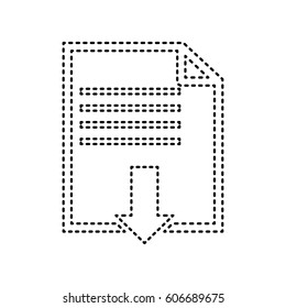 File download sign. Vector. Black dashed icon on white background. Isolated.