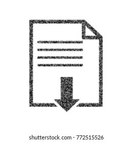 File download sign. Vector. Black icon from many ovelapping circles with random opacity on white background. Noisy. Isolated.