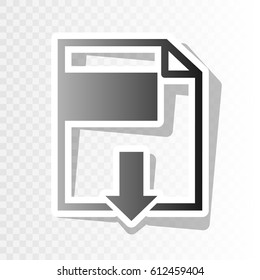 File download sign. Vector. Blackish icon on transparent background with transition.