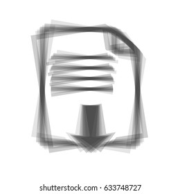 File download sign. Vector. Gray icon shaked at white background.