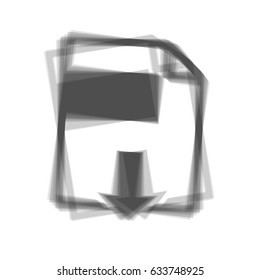 File download sign. Vector. Gray icon shaked at white background.