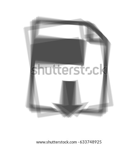 File download sign. Vector. Gray icon shaked at white background.