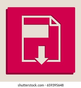 File download sign. Vector. Grayscale version of Popart-style icon.