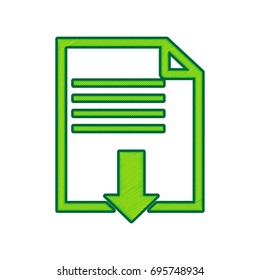 File download sign. Vector. Lemon scribble icon on white background. Isolated