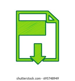 File download sign. Vector. Lemon scribble icon on white background. Isolated