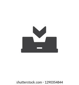 File download vector icon. filled flat sign for mobile concept and web design. Inbox arrow simple solid icon. Symbol, logo illustration. Pixel perfect vector graphics