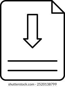 File Download Vector Line Icon Design