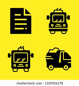 file, dump truck, trolleybus and trolley vector icon set. Sample icons set for web and graphic design