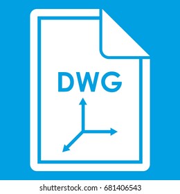File DWG icon white isolated on blue background vector illustration