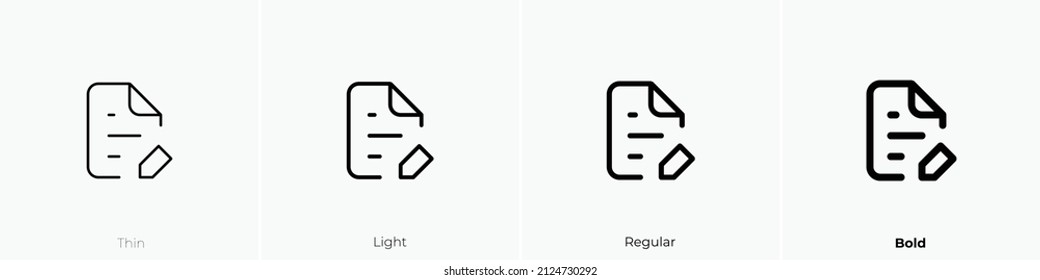 file edit alt icon. Thin, Light Regular And Bold style design isolated on white background