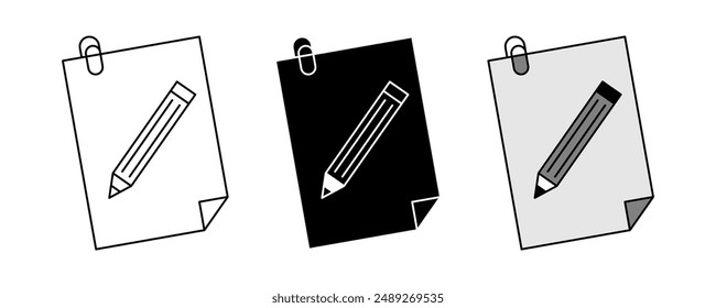 file edit icon set. document and pen symbol. isolated design on white background