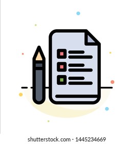 File, Education, Pen, Pencil Abstract Flat Color Icon Template