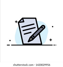 File, Education, Pen, Pencil  Business Flat Line Filled Icon Vector Banner Template