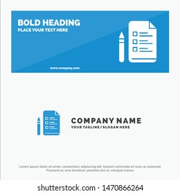 File, Education, Pen, Pencil SOlid Icon Website Banner and Business Logo Template. Vector Icon Template background