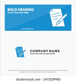 File, Education, Pen, Pencil SOlid Icon Website Banner and Business Logo Template