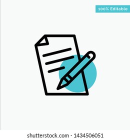 File, Education, Pen, Pencil Turquoise Highlight Circle Point Vector Icon