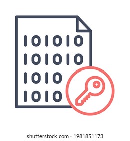 File, encryption, key  icon vector image. Can also be used for cyber security. Suitable for use on web apps, mobile apps and print media.