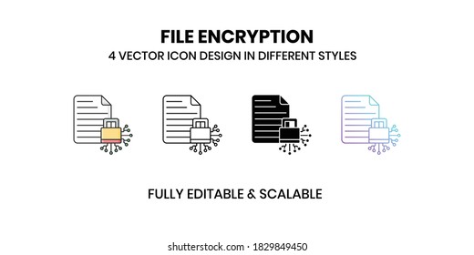 File Encryption Vector illustration icons in different style