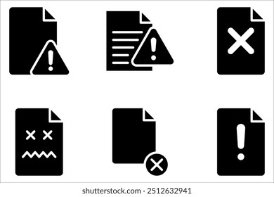 File error icon set. no data available icon on white background
