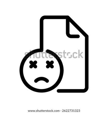 File Error Symbol Depicted as Paper with Distressed Emoticon Face