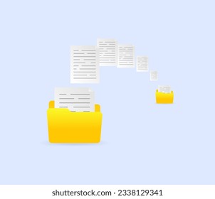 File exchange. Flat, yellow, file transfer, file manager, information migration. Vector illustration