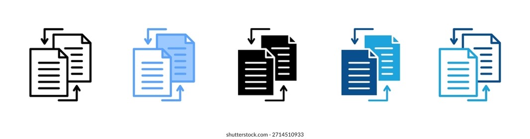 Icono de intercambio de archivos que establece la colección de varios estilos