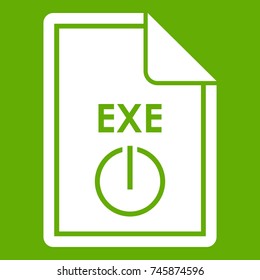 File EXE icon white isolated on green background. Vector illustration