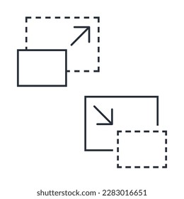 File expansion and compression, images. Transformation, conversion of electronic information. Vector linear icon isolated on white background.