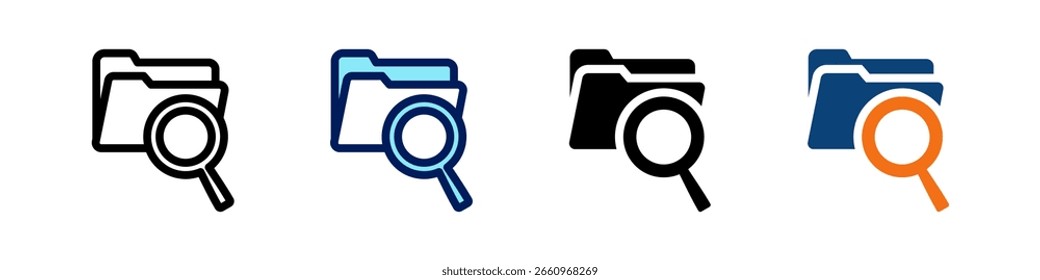 Conjunto de Vectores de estilos múltiples de iconos todo en uno del explorador de archivos