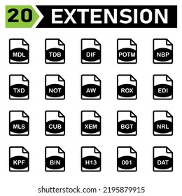 file extension icon include mdl, tdb, dif, potm, nbp, txd, not, aw, rox, edi, mls, cub, xem, bgt, nrl, kpf, bin, h13, 001, dat, file, document, extension, icon, type, set, format, vector, symbol