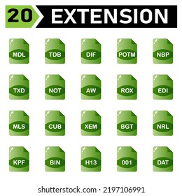 file extension icon include mdl, tdb, dif, potm, nbp, txd, not, aw, rox, edi, mls, cub, xem, bgt, nrl, kpf, bin, h13, 001, dat, file, document, extension, icon, type, set, format, vector, symbol