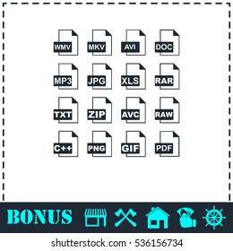 File extensions icon flat. Simple vector symbol and bonus icon