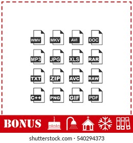 File extensions icon flat. Simple vector symbol and bonus icon