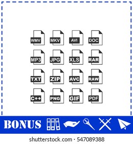 File extensions icon flat. Simple vector symbol and bonus icon
