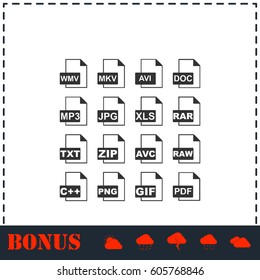 File extensions icon flat. Simple vector symbol and bonus icon
