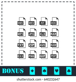 File extensions icon flat. Simple vector symbol and bonus icon