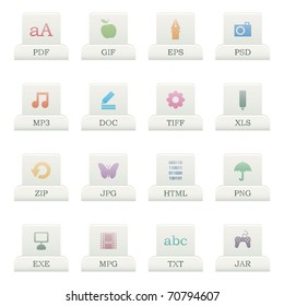 file extensions icons with labels isolated on white