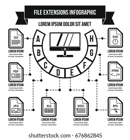 File extensions infographic banner concept. Simple illustration of file extensions infographic vector poster concept for web