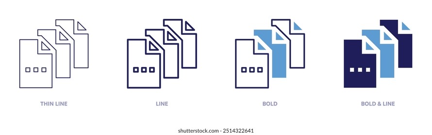 File extraction icon in 4 different styles. Thin Line, Line, Bold, and Bold Line. Duotone style. Editable stroke.