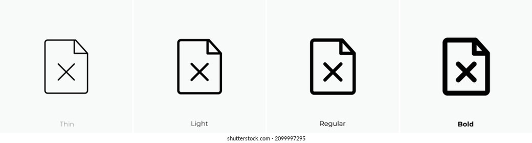 file failed icon. Thin, Light Regular And Bold style design isolated on white background