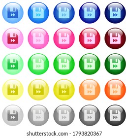 Archivo iconos rápidos hacia delante en conjunto de 25 botones esféricos brillantes de color